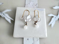 Magnolia earring, magnolia line art, Motherofthebridegift, white magnolie, Renaissance Faire Ren Faire Whimsical Quirky Mismatched Gold
