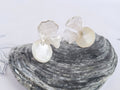 Mother of Pearl Studs, White Rabbit Ear Earrings, Asymmetrical Resin Petal Dangles, Statement Botanical Jewelry, Fairycore Cottagecore Gift
